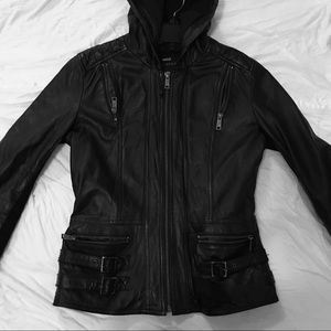 Miss Sixty genuine leather jacket with hood.